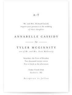 the front and back of an elegant wedding card, with black ink on white paper