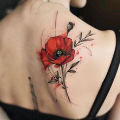 Poppy Tattoo Design Kit Watercolour Poppy Tattoo, Poppy Flower Tattoo Design, Red Poppy Tattoo, Poppy Flower Tattoo