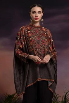 Shop for Rajdeep Ranawat Grey Silk Draped Tunic for Women Online at Aza Fashions Organza Kurta, Rajdeep Ranawat, Kurta And Palazzo, Grey Drapes, Tunics Online, Tunic Designs, Gray Tunic, Palazzo Set, Fabric Combinations