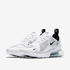 Nike Air Max 270 New With Box; 100% Authentic Mesh Details For An Airy Feel Synthetic And Textile 2-Piece Midsole Shown: White/White/Black Style: Ah8050-100 Nike Air Max 270 Women, Womens Nike Air Max 270, Nike Air Max 270 White, Nike Woman, Air Max 180, Nike Kicks, Dr Shoes, Nike Models, Popular Sneakers