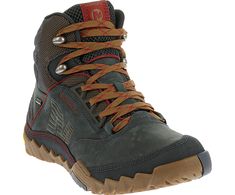 Men - Annex Mid GORE-TEX® - Blue Wing | Merrell High-top Waterproof Boots For Fall Adventure, Rugged Hiking Boots For Winter Adventure, Rugged Hiking Boots For Fall Adventures, Lace-up Waterproof Boots For Fall Adventure, High-top Waterproof Boots For Outdoor Work In Fall, Rugged Waterproof Hiking Boots For Sports, Casual Waterproof Econyl Boots, Waterproof High-top Boots For Outdoor Work In Fall, Waterproof Rugged Hiking Boots For Sports