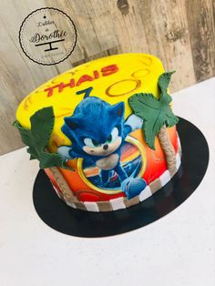 a sonic the hedgehog themed birthday cake