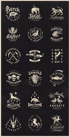 a bunch of different types of logos on a blackboard