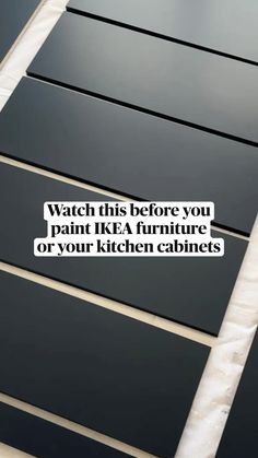 black kitchen cabinets with the words watch this before you paint kca furniture or your kitchen cabinets