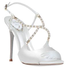 New Rene Caovilla White Satin Embellished Sandals Designer size 36.5 - US 6.5 White Satin, Crossover Strap Front with White Pearl-like and Crystals, Adjustable Buckle Closure. White Leather Insole, Signature Glitter Sole, Heel Height - 4 inches. Made in Italy. New with box. Listing code: 12254580206958 Elegant Closed Toe Sandals For Galas, White Embellished Sandals For Formal Occasions, Elegant Embellished White Sandals, Designer White Embellished Sandals, Formal White Embellished Sandals, Designer Closed Toe Wedding Sandals, Elegant Crystal Embellished Round Toe Sandals, White Embellished Sandals For Gala, Elegant White Sandals For Gala