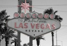 the welcome to fabulous las vegas sign in black and white