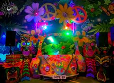 an elaborately decorated car with colorful lights and decorations