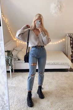 Jean Fits, Mom Jeans Style, Outfits Con Jeans, Neue Outfits, Outfit Jeans, Mode Casual, Trendy Fall Outfits