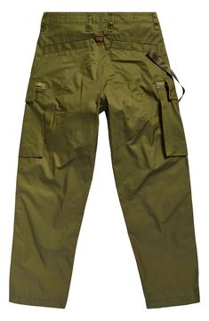 These loose-fitting, military-inspired twill pants feature roomy cargo pockets and woven tape inside the hems that can be adjusted to slightly taper the legs. Zip fly with button and drawstring closure Front slant pockets; side flap-patch zip pockets; back welt pockets 100% cotton Machine wash, line dry Imported Combat Cargo Pants With Side Pockets, Combat Style Khaki Pants With Cargo Pockets, Combat Cargo Pants With Multiple Pockets, Khaki Combat Pants With Cargo Pockets, Khaki Parachute Pants For Streetwear With Belt Loops, Khaki Parachute Pants With Belt Loops For Streetwear, Military Style Khaki Cargo Pants For Streetwear, Military Style Cargo Pants For Streetwear, Khaki Military Style Parachute Pants