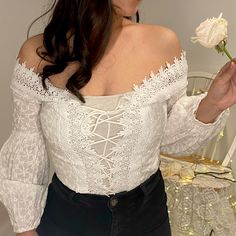 Shein Lace Bodysuit. The Cutest Body Suit! Worn Only Once, Practically Brand New. Tops Shein, Shein Tops, Lace Bodysuit, Body Suit, The Cutest, Color White, Top Blouse, Blouses, Womens Tops