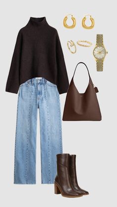 Cute Fall Outfit Inspo! #fyp #style #fashion #ootd #abercrombie #coach #gucci #cartier #davidyurman #jewelry #ragandbone Euro Fall Fashion, Madewell Outfits Fall, Late Summer Fall Outfits, Philly Fall Outfits, Winter Mom Fashion, Cozy Business Casual, Work Outfit Inspo Business Casual, Abercrombie 90s Relaxed Jeans Outfit, Ralph Lauren Fall Outfits