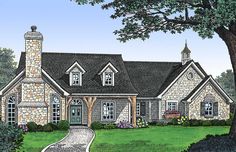 Craftsman Cottage Style Homes, Small French Country House Plans, Stone House Plans, Coffee Outside, Rustic Front Porch, Cottage Style Homes, Traditional House Plans