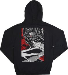 Printed art on front and back Drawstring hood Long sleeves Front pouch pocket 100% cotton Officially licensed Berserk merchandise Guts Rage, Japanese Lifestyle, Hoodie Xxl, Printed Art, Hoodie Size Chart, Anime Hoodie, Formal Business, Style Shirt, Dress Trousers