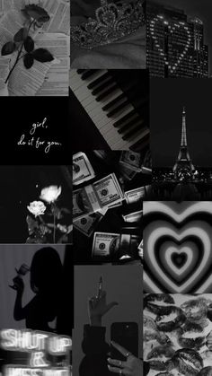 black and white collage with the words i love you written in french on it