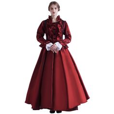 Blessume Victorian Costume Renaissance Dress for Women Ball Gown (Dress &Bustle) | eBay Long Sleeve Corset Dress For Halloween Costume, Long Sleeve Corset Dress For Halloween, Ruffled Dresses For Cosplay Events And Costume Parties, Cosplay Event Dresses With Ruffles, Red Dress For Cosplay Fancy Dress Events, Fitted Princess Petticoat For Costume Party, Red Dress For Cosplay Events, Vintage Fitted Halloween Gown, Vintage Fitted Gown For Halloween