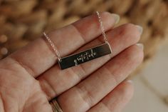 Bar Mantra Necklace – Foster Jewelry Heirloom Necklace, Gold Bar Necklace, Gold Bar, One 1, Bar Necklace, Real Gold, Mantra, Personalized Jewelry, Arrow Necklace