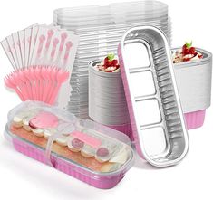 several plastic containers filled with food and utensils