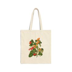 Vintage Raspberry Art Tote, Red, Yellow Raspberries Illustration Gardening Bag, Retro Botanical  Shopping Bag  By Chic Canvas Totes TOTE BAG DESCRIPTION -Cotton Canvas Tote bag featuring a vintage illustration of red and yellow raspberries  -Perfect Everyday Tote Bag -Easy to carry even a week's worth of shopping in the tote bag. TOTE BAG FEATURES 100% Cotton Canvas Made from spun fibers that make a solid and durable fabric Flat Corners The front and back sides of the tote bag are sewn together without any extra space inside. Carrying Handles The tote bag has self-fabric handles with reinforced stitching The tote bag features 20" handles (made from the same canvas) Very Durable The Tote Bag is Made From Heavy Cotton fabric (12 oz/yd² (406.9 g/mSewn-in label. TOTE BAG DETAILS  -Colors: Red, Botanical Style Rectangular Canvas Bag For Daily Use, Botanical Style Canvas Bag For Daily Use, Botanical Style Rectangular Bags With Plant Prints, Everyday Botanical Style Bag With Plant Print, Botanical Bags With Plant Print For Everyday Use, Botanical Rectangular Canvas Bag For Daily Use, Red Baguette Tote Bag For Shopping, Everyday Botanical Bags With Plant Print, Raspberries Illustration