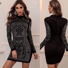 Women’s Scoop Neck Long Sleeve Studded Black Dress. New. 35% Cotton, 65% Polyester In Sizes Inventory 28 Inventory 20 Large-Small Winter Black Sequined Bodycon Dress, Silver Long Sleeve Dress For Winter, Silver Long Sleeve Winter Dress, Silver Long Sleeve Mini Dress For Club, Black Embellished Mini Dress For Winter, Winter Black Embellished Mini Dress, Silver Mini Dress For Winter, Satin Silk Dress, Eloquii Dress