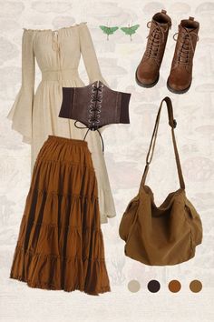 #Cottagecore #FairytaleFashion #MedievalOutfit #RenaissanceFair #EarthyTones #BrownPalette #GreenAccents #EnchantingLook #CasualWear #VintageStyle #FantasyFashion #RenFaireReady #BohoChic #WhimsicalWardrobe #RusticFashion Embrace the magic with this adorable cottagecore and fairytale-inspired outfit! Perfect for medieval or Renaissance fairs, it features a charming brown palette with hints of green, creating an earthy and enchanting look that's ideal for casual wear.  Links are affiliated I will earn commissions from certain products ✨ Ren Faire Casual, Modern Rennaisance Outfits, Renfest Witch Costume, Taverncore Outfit, Fairytale Fashion Casual, Reinessance Aesthetic Outfit, Brown Cottagecore Outfit, Brown Fantasy Outfit, Renessance Fair Outfit