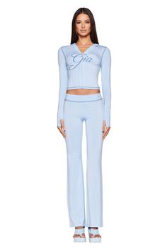 Light Blue Sporty Loungewear Pants, Blue Athleisure Pants For Loungewear, Sporty Light Blue Loungewear Pants, Sporty Light Blue Pants For Loungewear, Sporty Fitted Light Blue Pants, Blue Stretch Sweatpants For Loungewear, Blue Athleisure Sweatpants For Spring, Spring Blue Athleisure Sweatpants, Trendy Stretch Blue Sweatpants