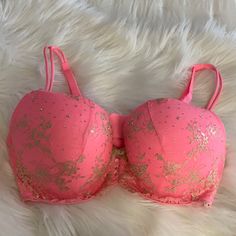 Victorias Secret Padded Bra. New But No Paper Tag. Party Pink Bra With Padded Cups, Pink Underwire Bra For Party, Pink Padded Party Bra, Pink Fitted Underwire Bra, Fitted Pink Underwire Bra, Victoria's Secret Pink Bra With Built-in Bra, Victoria's Secret Pink Bra For Spring, Pink Party Bra For Summer, Summer Party Pink Bra