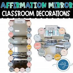 the classroom decorations are all different colors and sizes