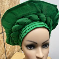 African Pre Tie Aso Oke Auto Gele Headdress Headwrap Headwear Green Color Contact Me For Any Questions About The Headwear Fitted Summer Beach Headwrap, Fitted Casual Headwrap For Spring, Casual Fitted Headwrap For Summer, Casual Fitted Headwrap For Spring, Fitted Casual Summer Headwrap, Spring Casual Fitted Headwrap, Fitted Cotton Headwrap For Summer, Summer Cotton Fitted Headwrap, Green One Size Headwrap For The Beach