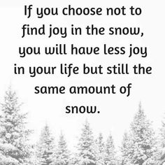 the quote if you choose not to find joy in the snow, you will have less joy in your life but still the same amount of snow