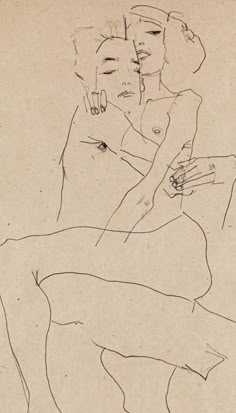 a drawing of two people sitting next to each other