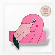 a pink flamingo headband with a ribbon around it's neck and eyes