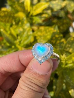 Heart Cut Natural Rainbow Moonstone 925 Sterling Silver Art Deco Engagement Ring  | eBay Heart Shape Ring, Fairy Accessories, Blue Opal Ring, Blue Gemstone Rings, Ring Moonstone, Magical Jewelry, Blue Stones, Heart Shaped Rings, Dope Jewelry