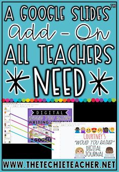 an all teachers need poster with the words, google slides and other things to do