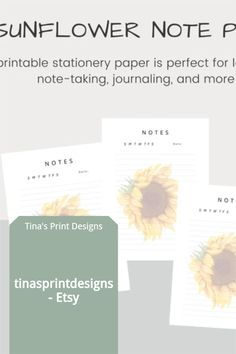 the sunflower note pad has been designed to help students learn how to write