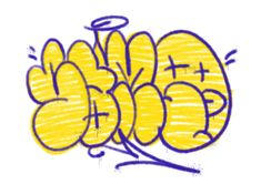 a drawing of some type of graffiti on a white background