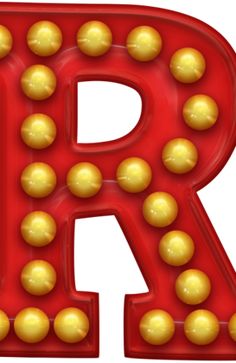 the letter r is made up of gold balls