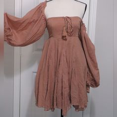 Brand New With Tags Can Be Worn Off The Shoulder As Well Brown Off-shoulder Beach Dress, Fitted Brown Boho Dress For Spring, Bachelorette Outfits, Avant Garde Fashion, Handmade Clothes, Boho Dress, Off The Shoulder, Dress Collection, Free People