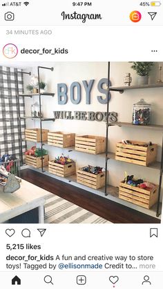 I know How to build this!!!! Toy room, check! Wall Toys, Toys Room, Organization Wall, Boys Will Be Boys, Boys Playroom, Kid Rooms, Casa Country, Toy Rooms, Boy Bedroom