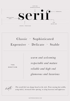 the serif typeface is shown in black and white, as well as an image of