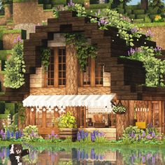 Minecraft Modded House, Minecraft Cottagecore Builds, Minecraft Blueprint, World Decorations, Castle Blueprints, Minecraft Garden Ideas, Mc Houses, Minecraft Castle Blueprints, Minecraft Cottagecore