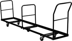 two black hand trucks with wheels on each side