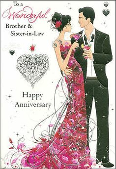 a happy anniversary card with an image of a man and woman