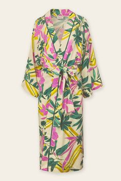 This is a long kimono duster with open front, front patch pockets, and a sash belt. Fabric & fit:100% Rayon Model is wearing size Small. Multicolor Kimono With Tie Waist And Kimono Sleeves, Summer Daywear Belted Kimono, Summer Belted Kimono For Daywear, Spring Daywear Belted Kimono, Spring Belted Kimono For Daywear, Beach Kimono With Belt, Beach Kimono With Belted Kimono Sleeves, Summer Kimono With Belted Kimono Sleeves, Summer Kimono With Belted Waist And Kimono Sleeves