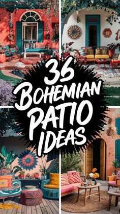 the cover of 25 bohemian patio ideas