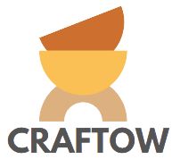 the logo for craftow is shown in black and orange colors on a white background