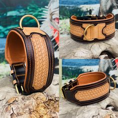 the leather dog collar is made with braiding