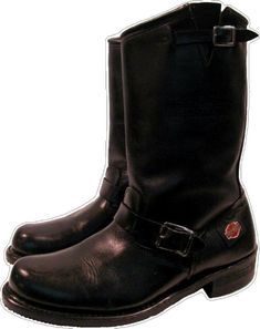 Sturdy Leather Moto Boots With Round Toe, Sturdy Leather Boots With Snip Toe, Black Leather Work Boots For Biker Events, Sturdy Leather Boots With Round Toe, Vintage Black Plain Toe Boots, Vintage Leather Moto Boots For Biker Events, Vintage Moto Boots With Steel Toe, Classic Sturdy Leather Work Boots, Vintage Black Plain Toe Work Boots