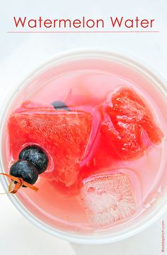 watermelon and blueberries in a glass with ice