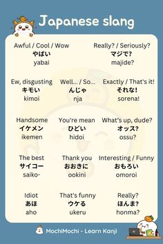 an english and japanese language poster with the words in different languages, which are used to describe