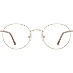 Make a bold simple statement in these chic round glasses. The stainless steel eyeglasses features a pointed bridge and colorful eyeglasses front and temple arms. For added comfort the look has adjustable nose pads and acetate temple tips. | Zenni Round Prescription Eyeglasses Gold Stainless Steel Zenni Frames, Gold Round Glasses, Artsy Vibe, Round Eyeglasses Frames, Diamond Face Shape, Rim Design, Diamond Face, Zenni Optical, Round Glasses